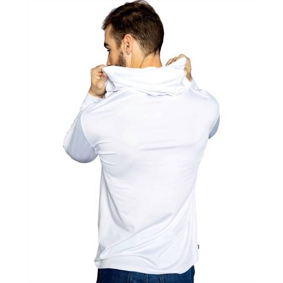 NEW KIMES men's ninja hooded long sleeve tech t-shirt in white - Picture 2 of 2
